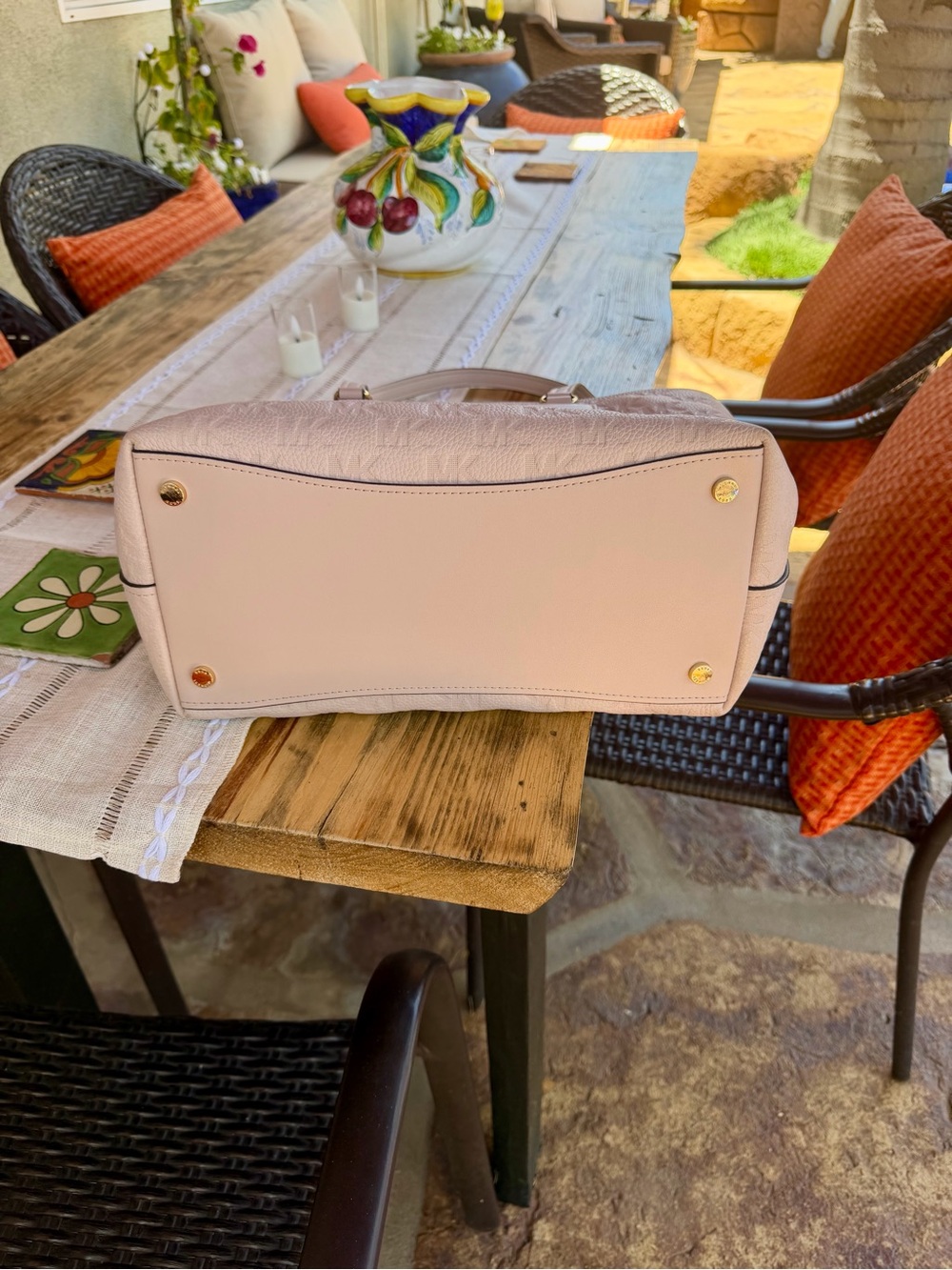 Michael Kors Light Pink Quilted Tote with Gold-Tone Accents - Picture 11 of 12